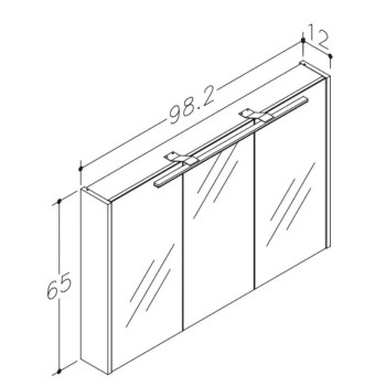 Зеркальный шкаф Raguvos Baldai Joy 100 со светодиодной (36см 4000К) подсветкой светлый дуб