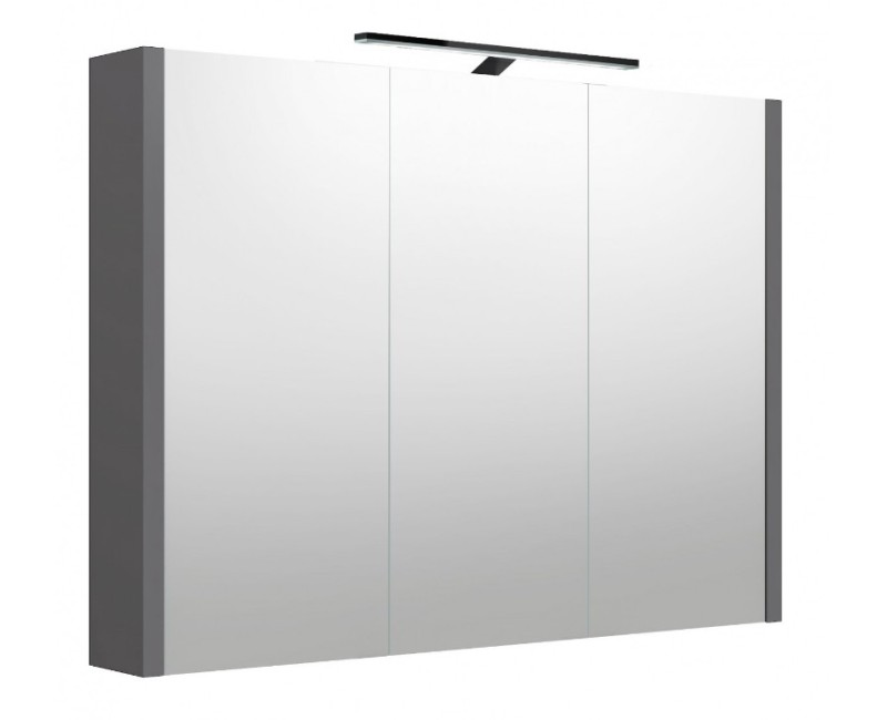 Spoguļskapītis Raguvos Baldai Urban 100 balts matēts ar LED apgaismojumu pelēks matēts