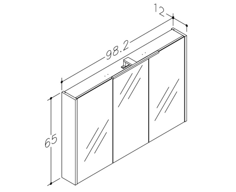 Spoguļskapītis Raguvos Baldai Urban 100 balts matēts ar LED apgaismojumu grey cashmere