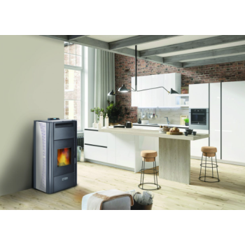 Granulu kamīns Centrometal CentroPelet ZV20 B 20kW ar centrālapkures pieslēgumu Balts