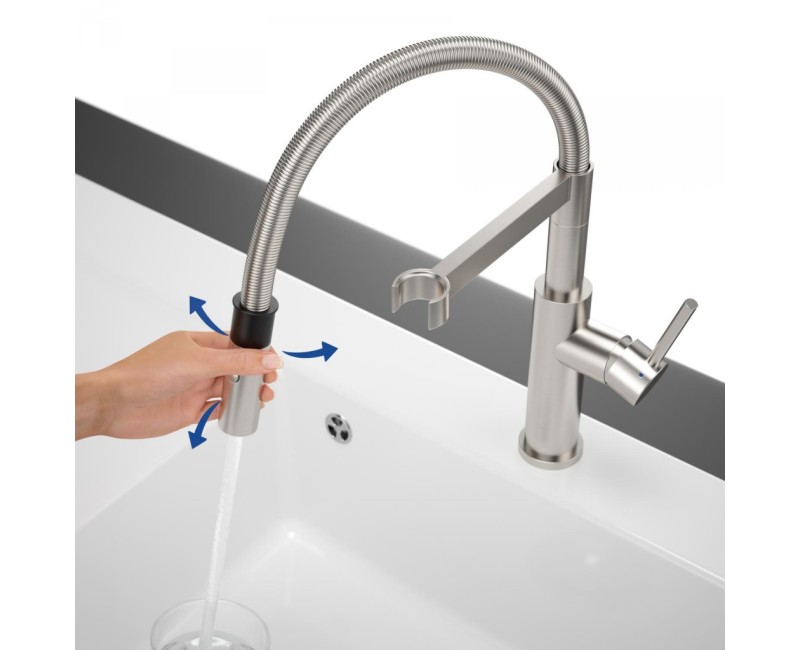 Virtuves maisītājs Villeroy & Boch Steel Expert 2.0, elastīga izteka, izvelkams, Nerūsējošais tērauds 928000LC