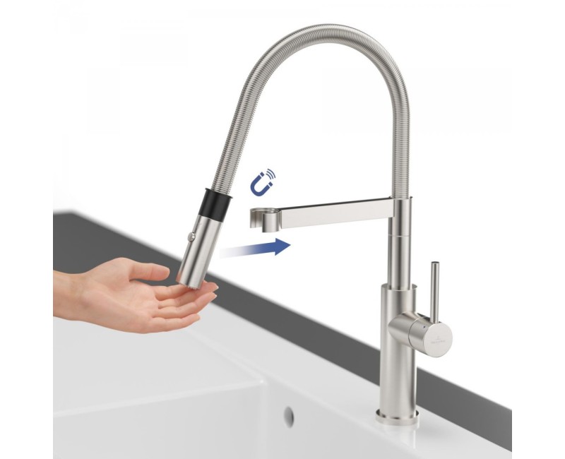 Virtuves maisītājs Villeroy & Boch Steel Expert 2.0, elastīga izteka, izvelkams, Nerūsējošais tērauds 928000LC