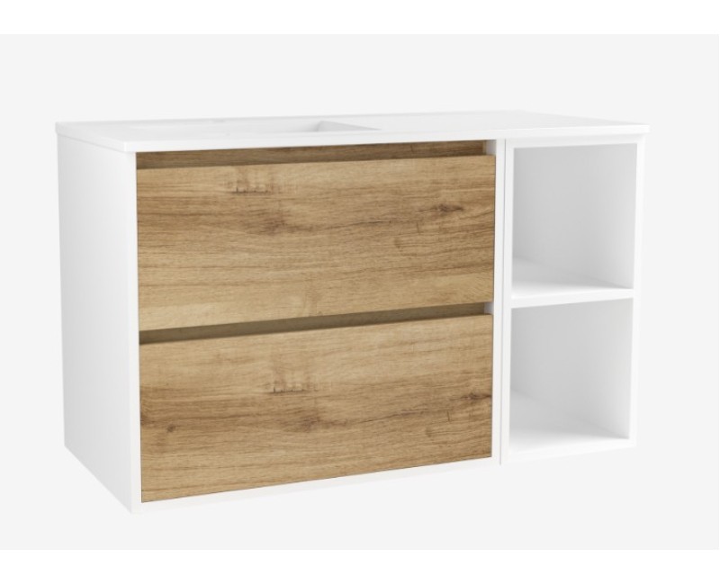 Vannas istabas skapītis OZE BIRDIE (bez izlietnes) 1000mm Balta/Golden Oak