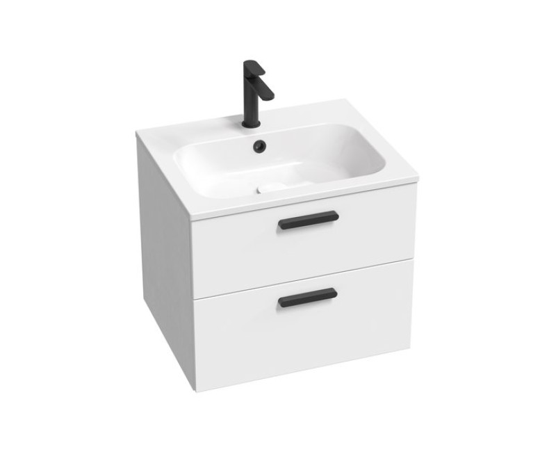 Шкаф для ванной комнаты SD 600 Chrome II (без раковины) Белый, Ручка Черная