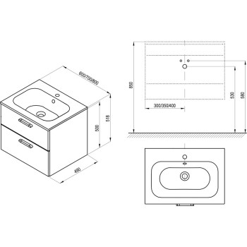 Vannas Istabas skapītis SD 700 Chrome II (Bez Izlietnes) Balts, Rokturis Melns