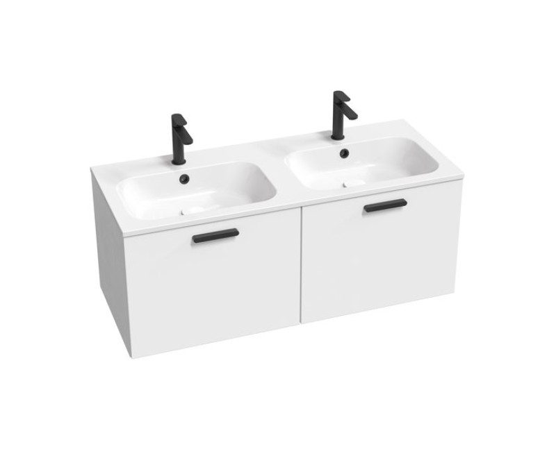 Vannas Istabas skapītis SD 1200 Chrome II (Bez Izlietnes) Balts, Rokturis Melns