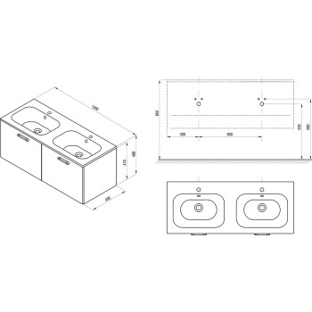 Vannas istabas skapītis Ravak SD Clear 1200 II (Bez Izlietnes) Balts