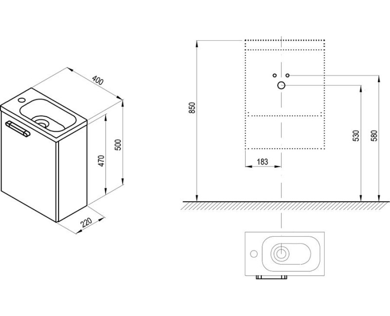 Vannas istabas skapītis Ravak SD Clear 400 II (Bez Izlietnes) Balts