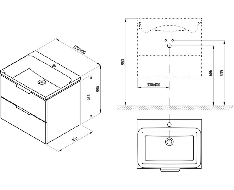 Шкаф для ванной комнаты Ravak SD Comfort 800 (Без раковины) Белый