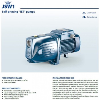 Водяной насос с Гидрофором Pedrollo JSWm2AX-24APT(1.1кВт ~230В)