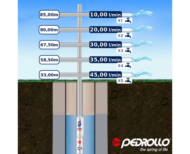 Dziļurbuma sūknis Pedroll 3SR m 2/21 0,75HP(0,55kW ~230V)