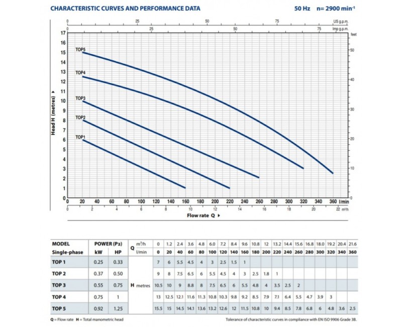 Погружной насос Pedrollo Top1 (0,25 кВт ~250) с поплавком и кабелем длиной 5 м.