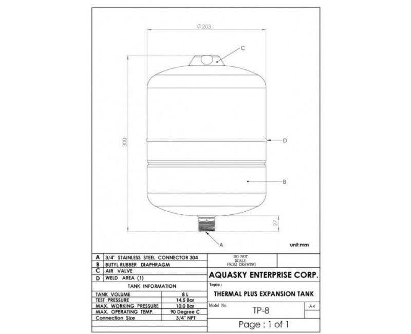 Гидрофор AQUASKY 8L Вертикальный APT-8
