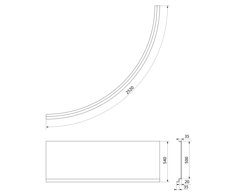 Priekšējais panelis Aqualine DYJE , augstums 540 mm, balta A1544