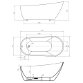 Отдельностоящая ванна Aqualine Tisa, 170x80 см, литой акрил, белая E1780