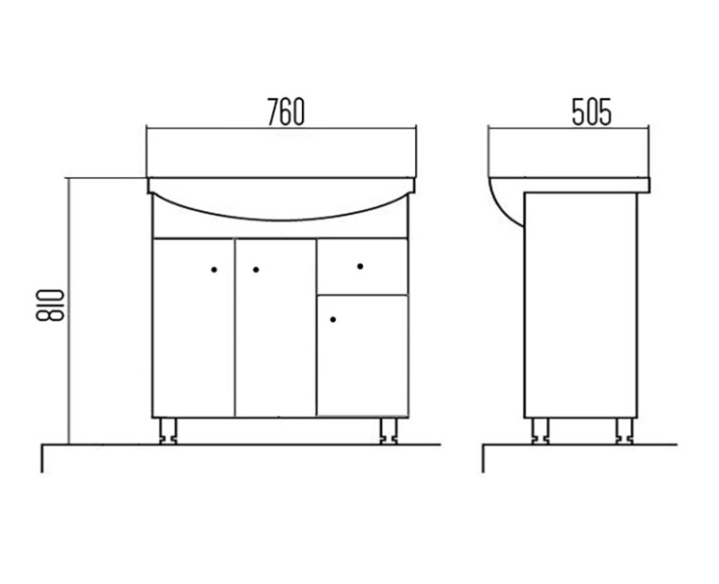 Vannas istabas skapītis Aqualine ar izlietni NIL 75