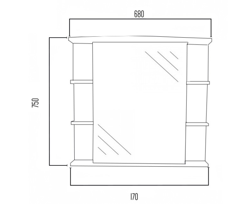 Spoguļskapītis Aqualine 75