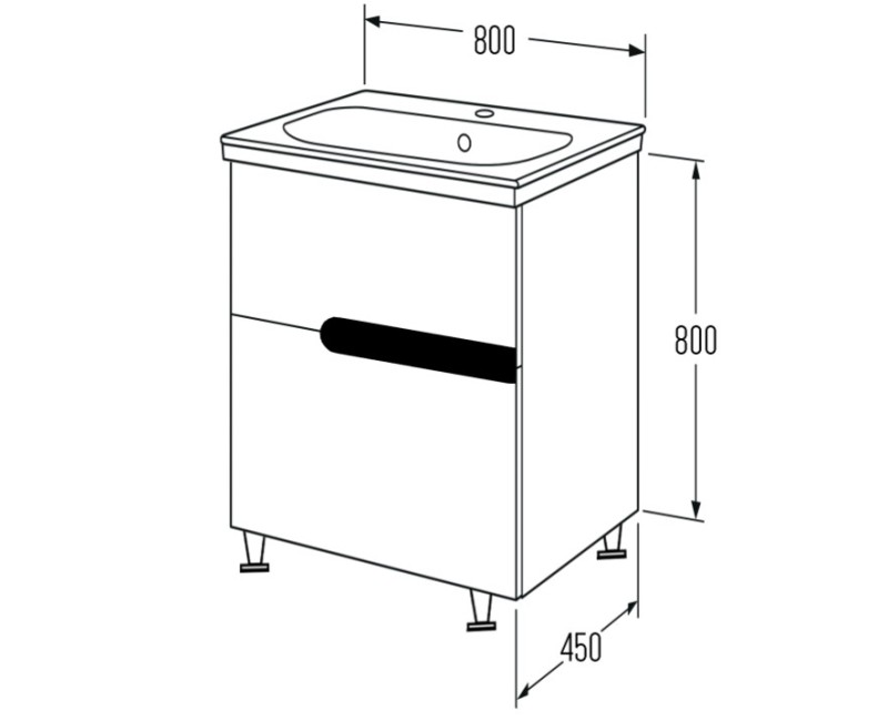 Шкаф для ванной Aqualine PREMIUM LUX с раковиной COMO 80, Venge