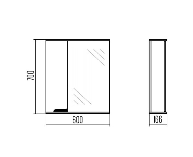 Spoguļskapītis Aqualine PREMIUM LUX 60, kreisais, wenge