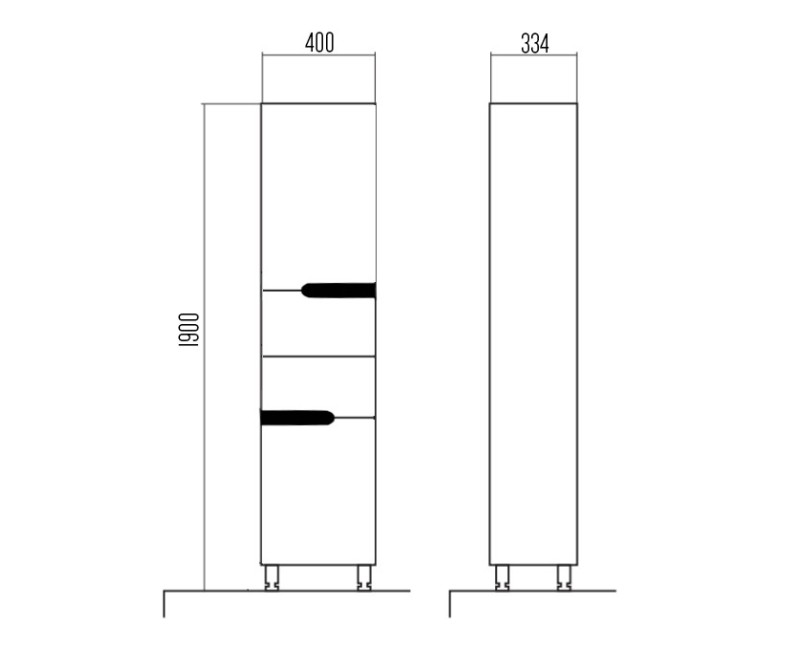 Высокий шкаф (Пенал) Aqualine REMIUM LUX, правый, металлик