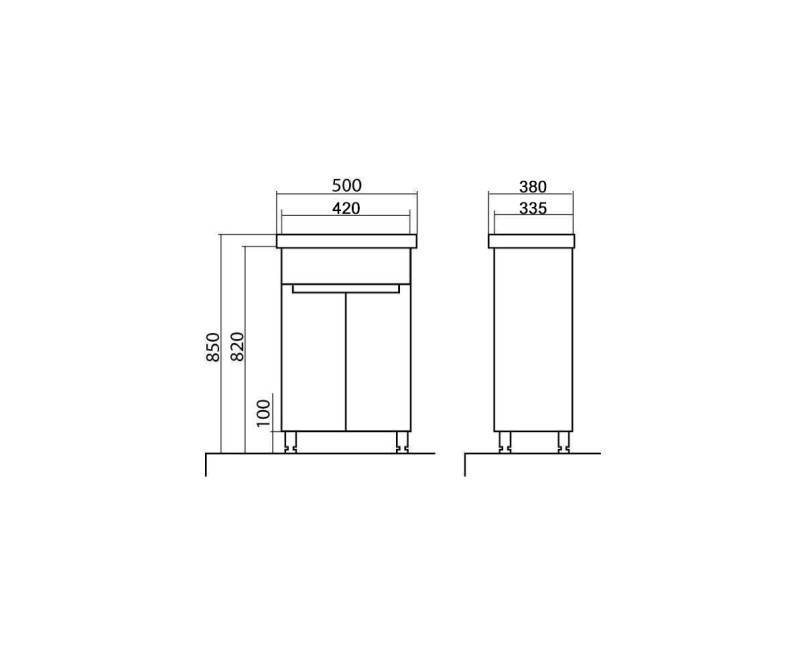 Vannas istabas skapītis Aqua Rodos OMEGA ar izlietni FRAME 50