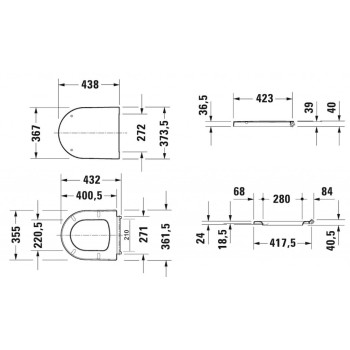 Poda vāks Duravit ME by Starck ar SoftClose Balts 0020190000