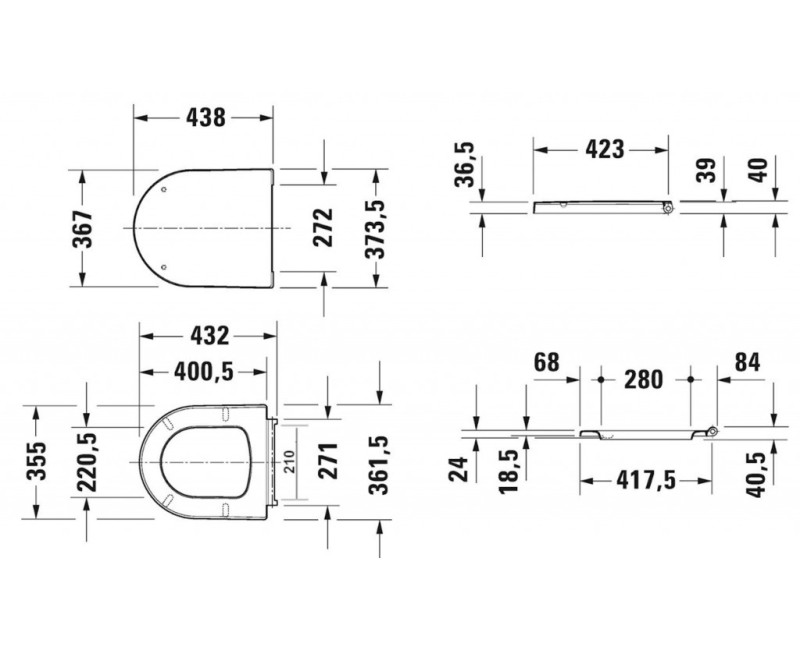Poda vāks Duravit ME by Starck ar SoftClose Balts 0020190000