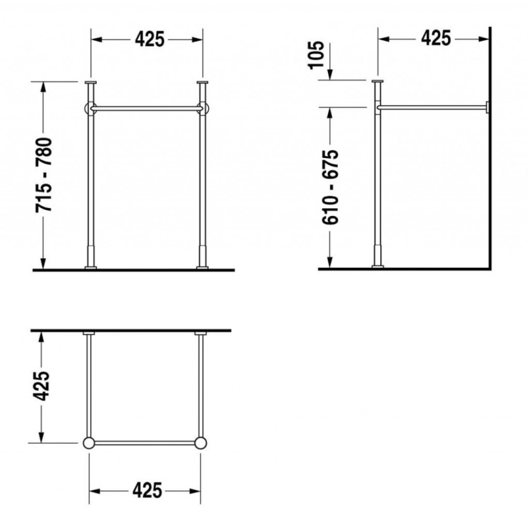 Izlietnes kājas Duravit Vero, 42.5cm Hromēta Izlietnes kājas Duravit Vero, 42.5cm Hromēta