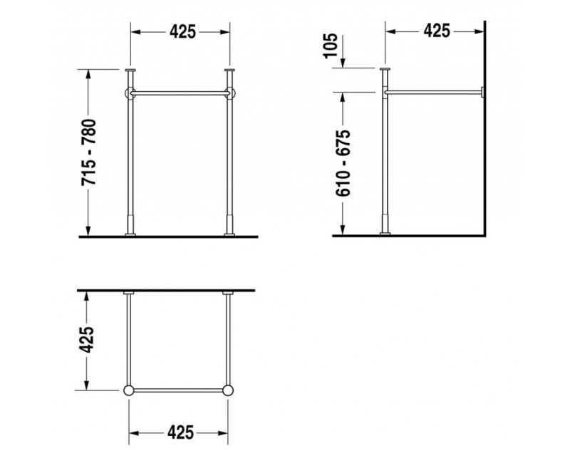Ножки для мойки Duravit Vero, 42,5 см, хром