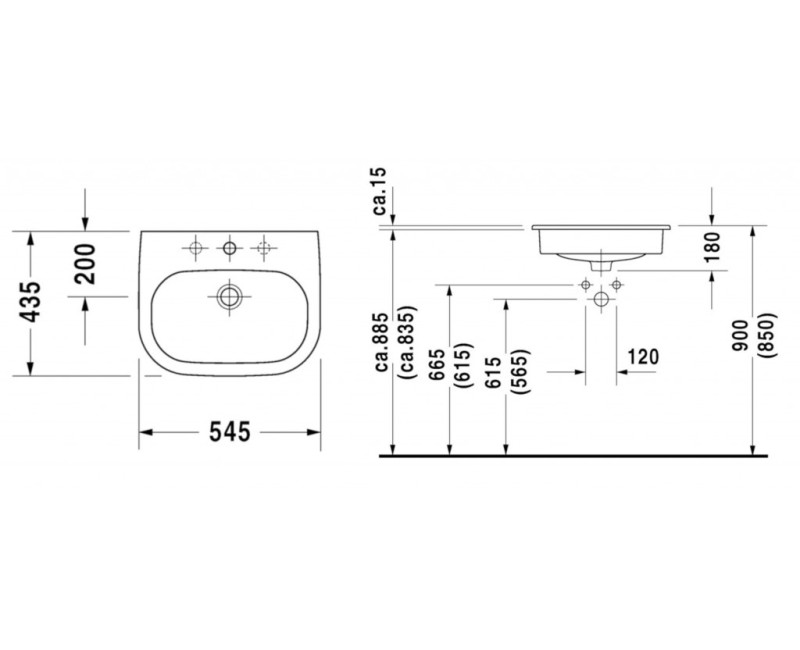 Раковина для ванной Duravit D-Code 55x44см, белая