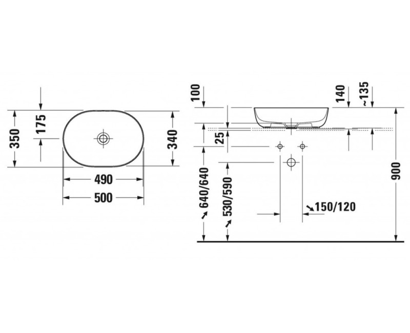 Раковина для ванной Duravit Luv 50x35см Белый