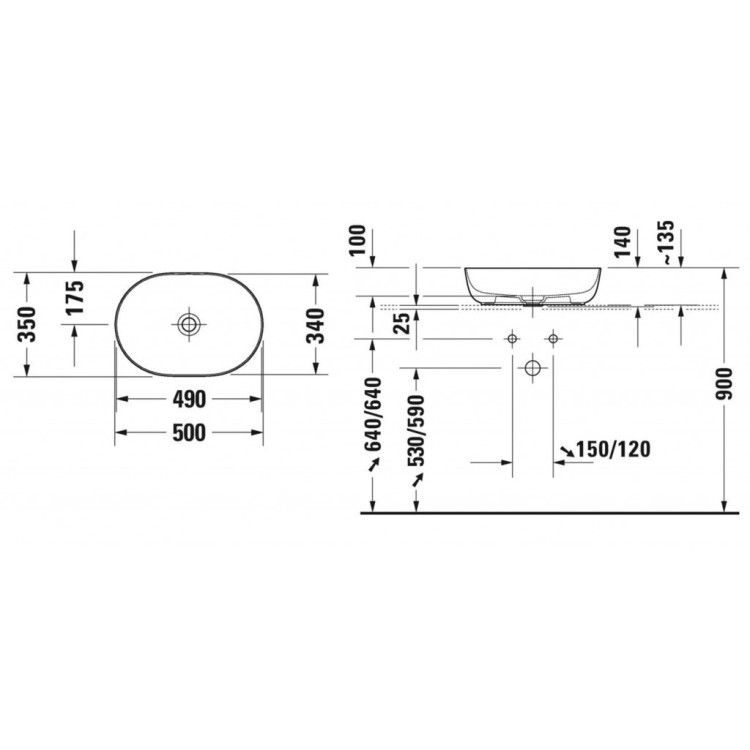 Vannas istabas izlietne Duravit Luv WonderGliss DuraCeram® 60x40cm Uz virsmas, Balta Vannas istabas izlietne Duravit Luv WonderGliss DuraCeram® 60x40cm Uz virsmas, Balta