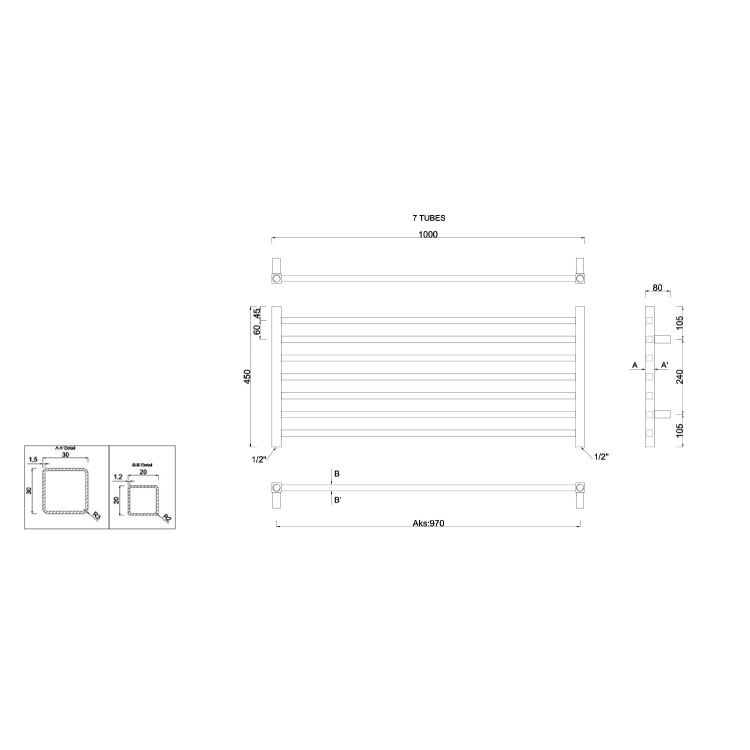 Полотенцесушитель / Радиатор Sapho Metro 100x45 см, 29 Вт, хром 0411-10 Полотенцесушитель / Радиатор Sapho Metro 100x45 см, 29 Вт, хром 0411-10