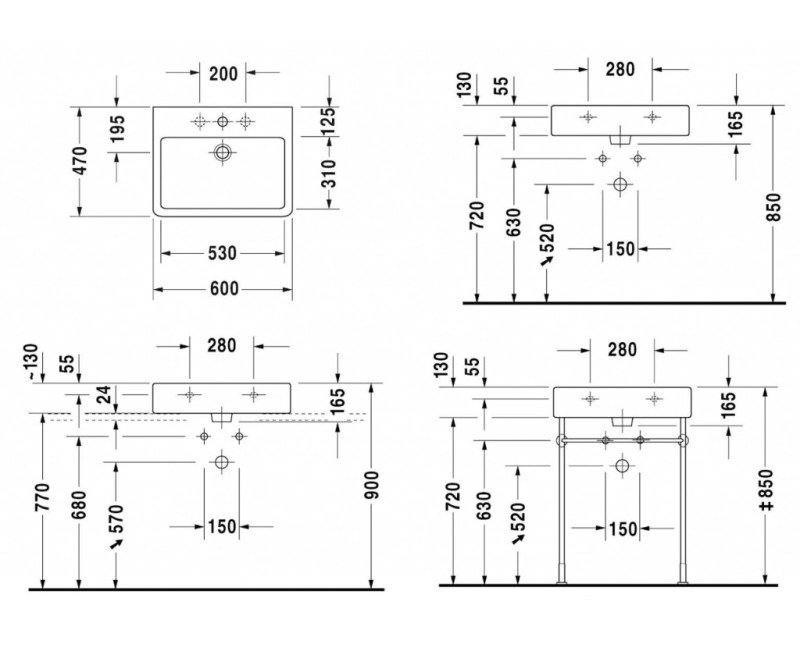 Vannas istabas izlietne Duravit Vero 60x47cm, Balta