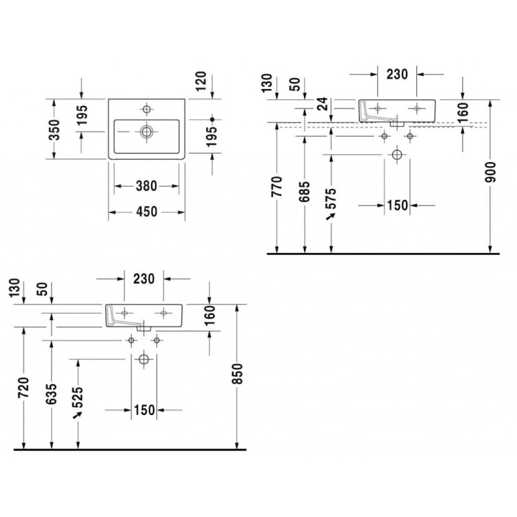 Раковина для ванной Duravit Vero 45x35 см, Белый Раковина для ванной Duravit Vero 45x35 см, Белый