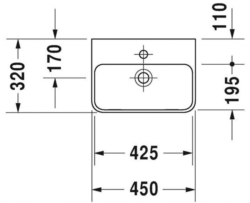 Vannas istabas izlietne Duravit ME by Starck 45x32cm, Balta
