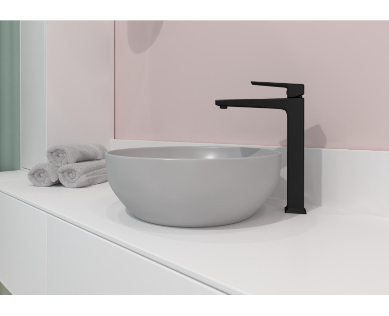 Смеситель для раковины Kielle Arkas I приподнятый черный матовый 10111114