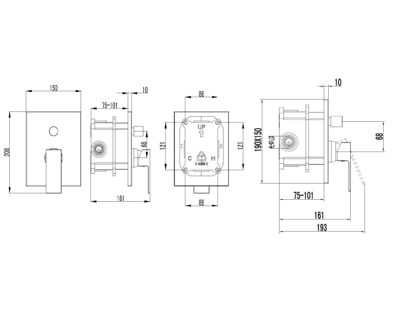 Смеситель для ванны/душа Kielle Arkas I Встроенный черный матовый