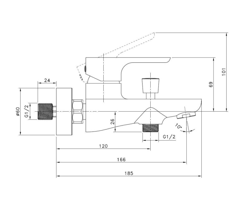 Смеситель для ванны/душа Kielle Vega хром