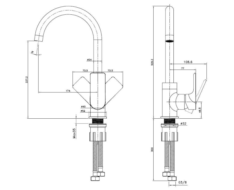 Смеситель для кухни Kielle Vega Хром 10518100