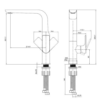 Смеситель для кухни Kielle Vega Черный Матовый 10518114