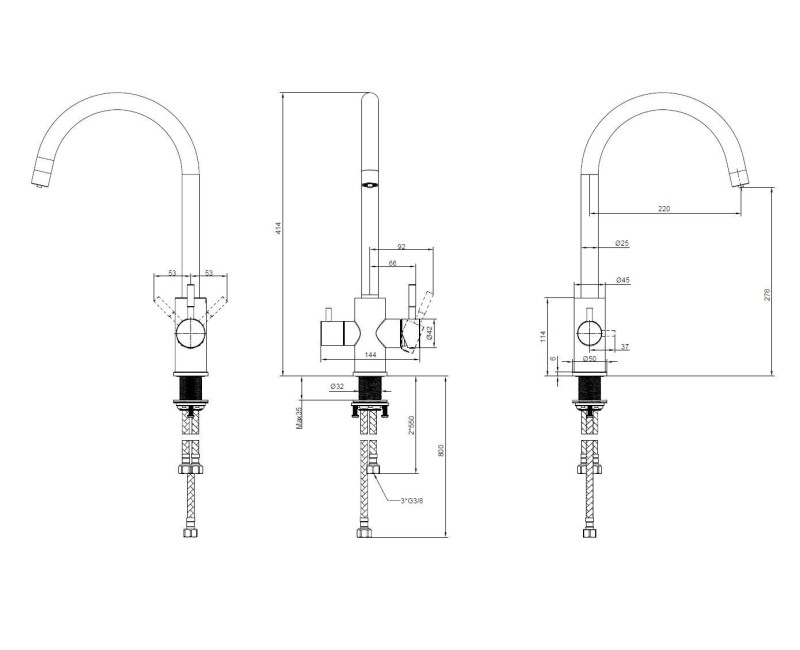 Смеситель для кухни Kielle Wimeo для фильтрованной воды Матовая нержавеющая сталь 10525F05