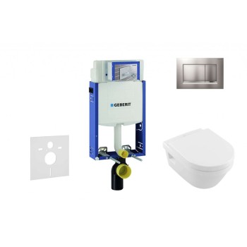 Tualetes poda komplekts Geberit Kombifix  rāmis ar Villeroy & Boch Rimless podu ar SoftClose Vāku, Sigma30 Hroma poga