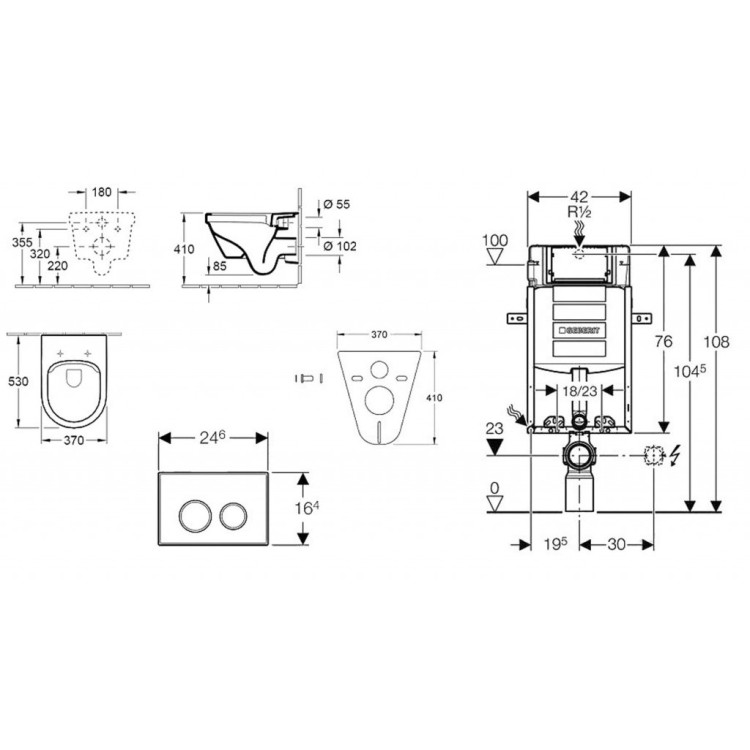 Tualetes poda komplekts Geberit Kombifix rāmis ar Villeroy & Boch Rimless podu ar SoftClose Vāku, Sigma30 Hroma poga Tualetes poda komplekts Geberit Kombifix rāmis ar Villeroy & Boch Rimless podu ar SoftClose Vāku, Sigma30 Hroma poga