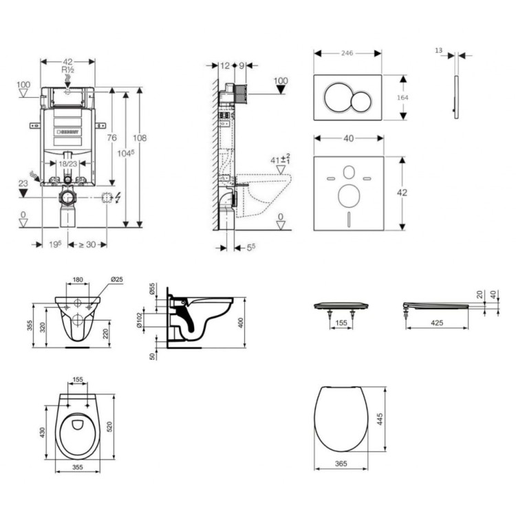 Tualetes poda komplekts Geberit Kombifix rāmis ar Alpha Rimless podu ar SoftClose Vāku, Sigma01 Balta poga Tualetes poda komplekts Geberit Kombifix rāmis ar Alpha Rimless podu ar SoftClose Vāku, Sigma01 Balta poga