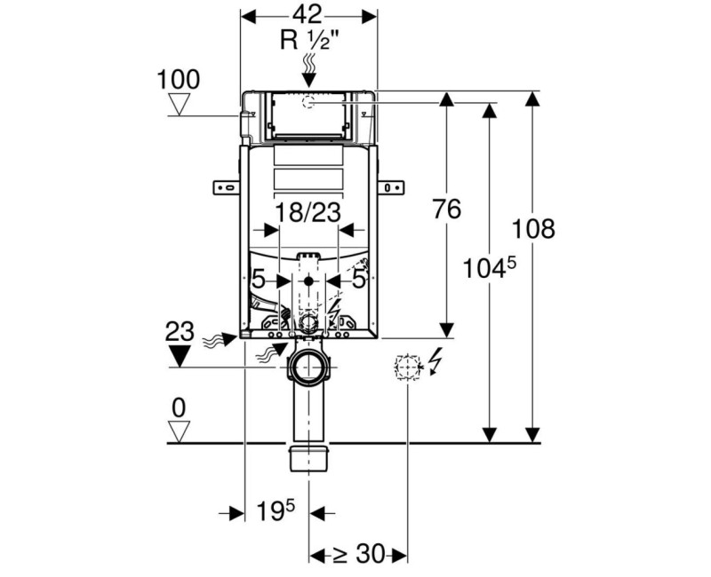 Iebūvējamais rāmis Geberit Duofix podam ar ventilāciju H=1.08m 110.367.00.5