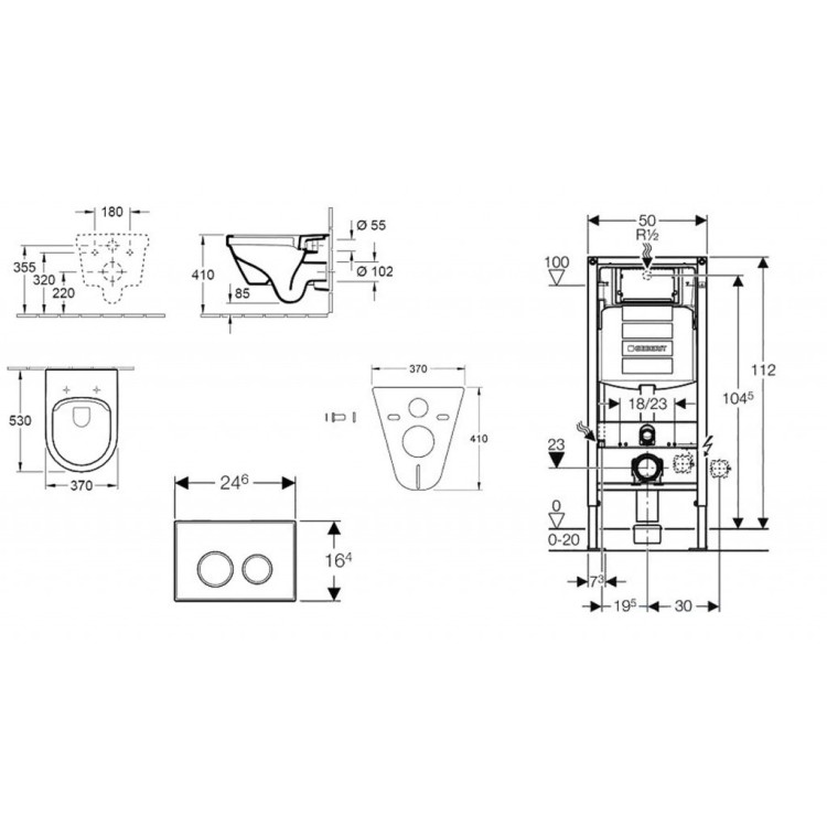 Tualetes poda komplekts Geberit Duofix rāmis ar Villeroy & Boch Rimless podu ar SoftClose Vāku, Sigma30 Hromēta poga Tualetes poda komplekts Geberit Duofix rāmis ar Villeroy & Boch Rimless podu ar SoftClose Vāku, Sigma30 Hromēta poga