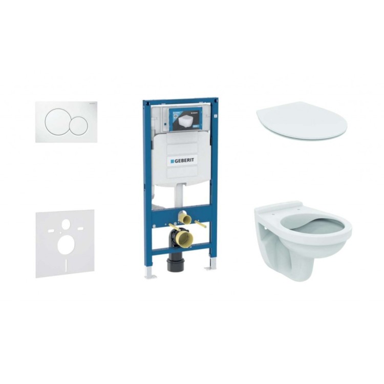 Tualetes poda komplekts Geberit Duofix rāmis ar Alpha Rimless podu ar SoftClose Vāku, Sigma01 Balta poga Tualetes poda komplekts Geberit Duofix rāmis ar Alpha Rimless podu ar SoftClose Vāku, Sigma01 Balta poga