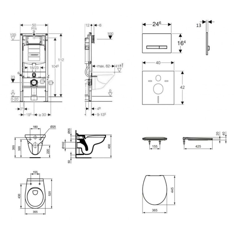 Tualetes poda komplekts Geberit Duofix rāmis ar Villeroy & Boch Rimless podu ar SoftClose Vāku, Sigma50 Balta poga Tualetes poda komplekts Geberit Duofix rāmis ar Villeroy & Boch Rimless podu ar SoftClose Vāku, Sigma50 Balta poga