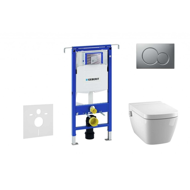Комплект для унитаза Geberit Duofix и унитазом Tece One Rimless с функцией биде с крышкой SoftClose, кнопка Sigma01 матовый хром Комплект для унитаза Geberit Duofix и унитазом Tece One Rimless с функцией биде с крышкой SoftClose, кнопка Sigma01 матовый хром